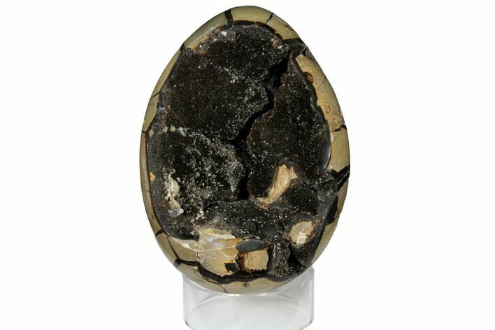 Septarian Dragon Egg Geode - Black Crystals #123067